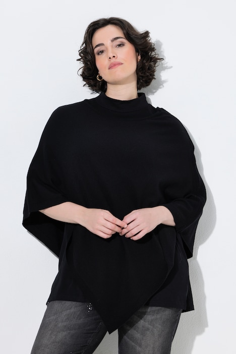 Strick-Poncho, Zipfelsaum, U-Boot-Ausschnitt