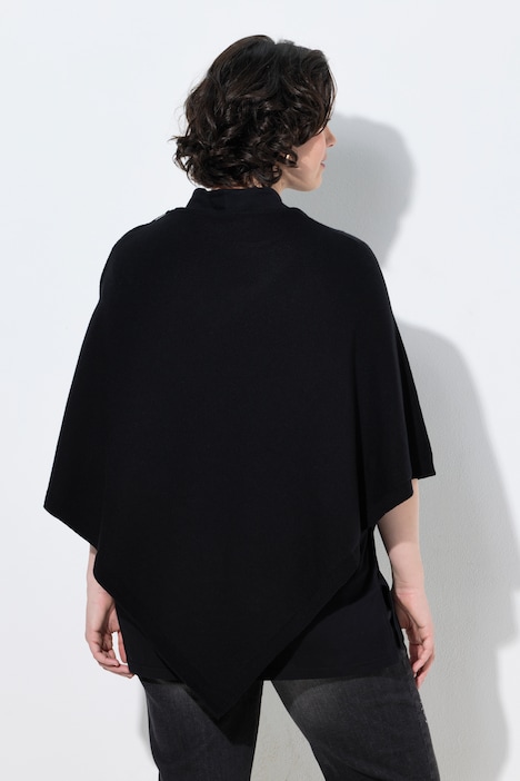 Strick-Poncho, Zipfelsaum, U-Boot-Ausschnitt