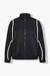 Trainingsjacke, Zierpaspeln, Oversized, Stehkragen, Langarm