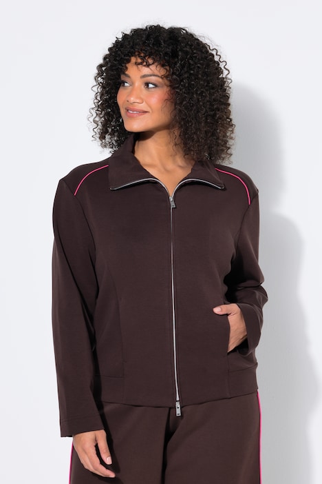 Sweatjacke, Boxy Fit, Stehkragen, Langarm