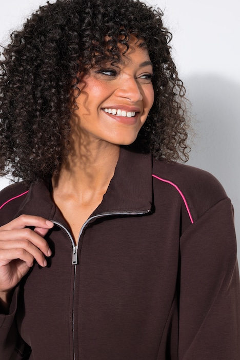 Sweatjacke, Boxy Fit, Stehkragen, Langarm