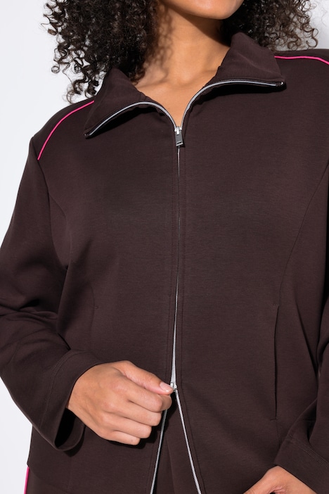 Sweatjacke, Boxy Fit, Stehkragen, Langarm