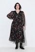Maxikleid, Chiffon, A-Linie, V-Ausschnitt, Langarm