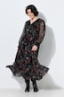 Maxikleid, Chiffon, A-Linie, V-Ausschnitt, Langarm