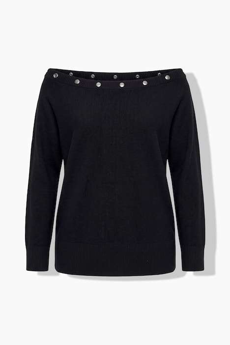 Pullover, U-Boot-Ausschnitt, Fledermaus-Langarm