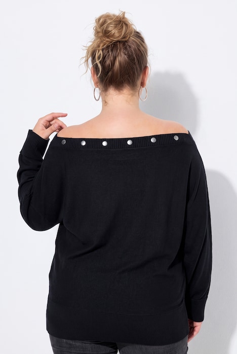 Pullover, U-Boot-Ausschnitt, Fledermaus-Langarm