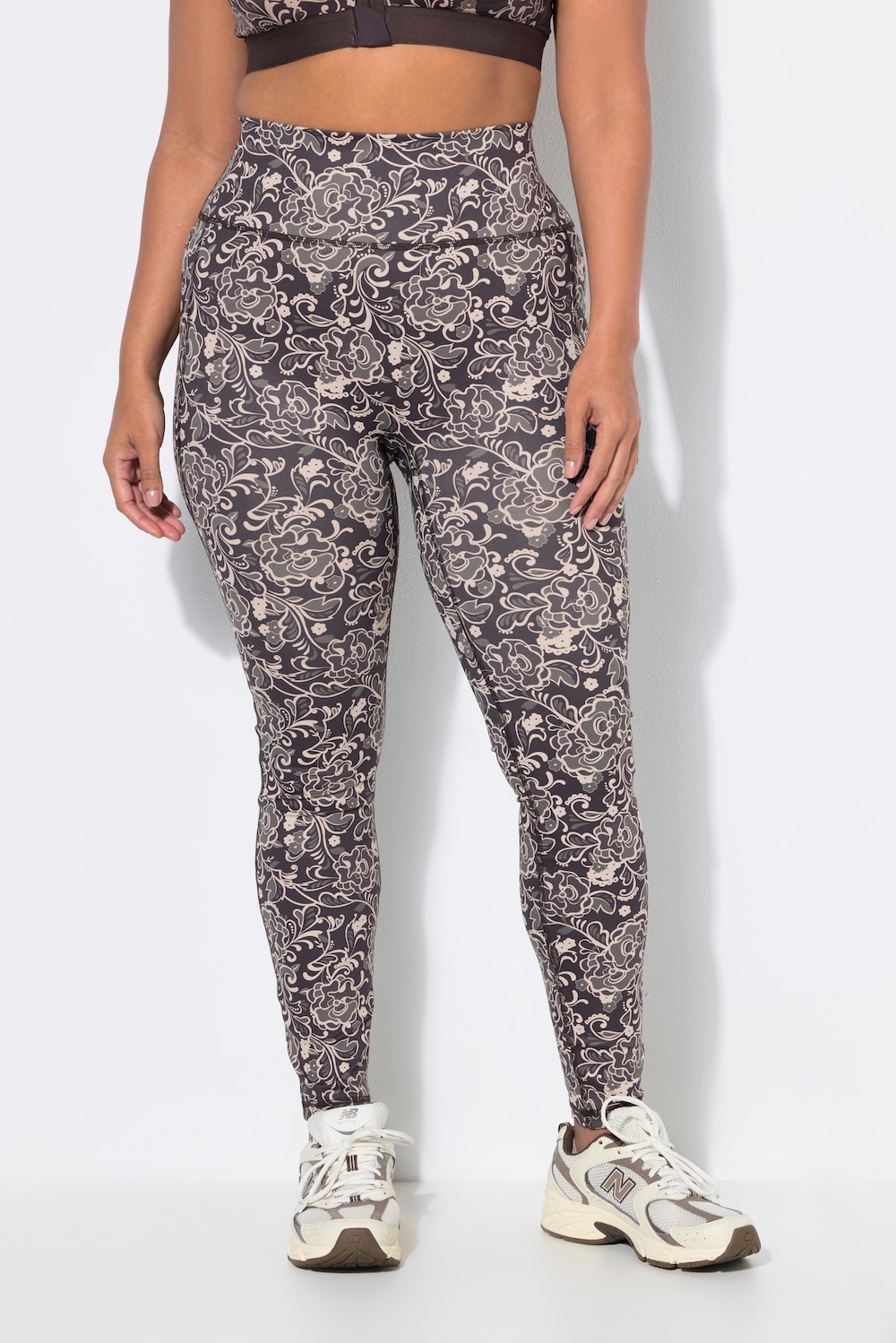 Sport-Leggings, Blütenmuster, Slim, Elastikbund