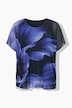 Mesh-Bluse, Blüten, Oversized, Rundhals, Halbarm