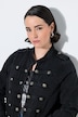 Military-Jeansjacke, Stehkragen, Schulterklappen