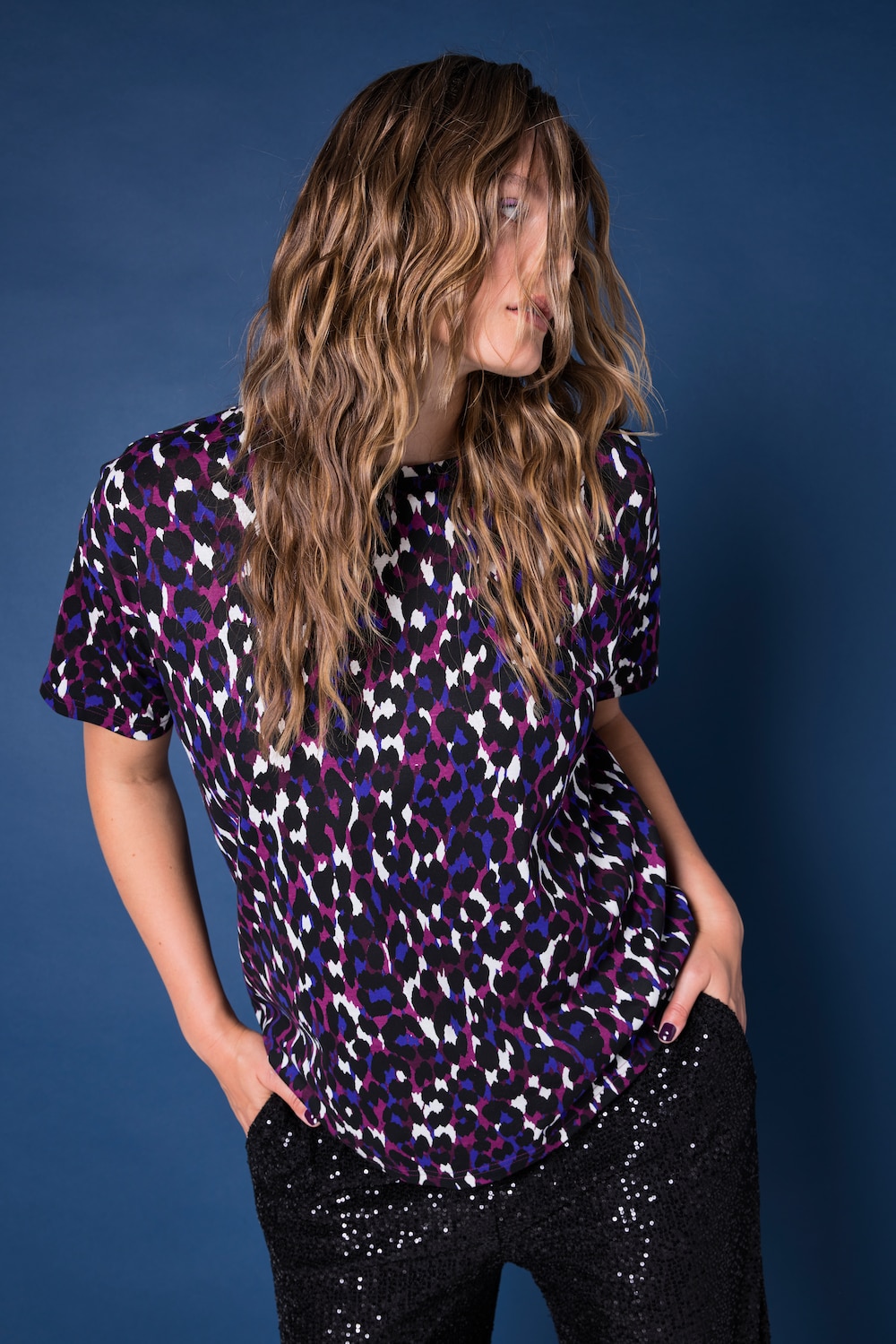 T-shirt, oversized, color-leo, halve mouw