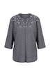 Tunika-Bluse, Ziersteine, Rundhals, 3/4-Arm