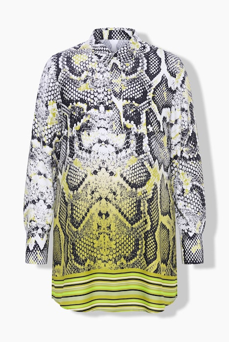 Satinbluse, Schlangen-Design, Hemdkragen, Langarm