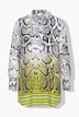 Satinbluse, Schlangen-Design, Hemdkragen, Langarm