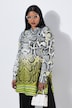 Satinbluse, Schlangen-Design, Hemdkragen, Langarm