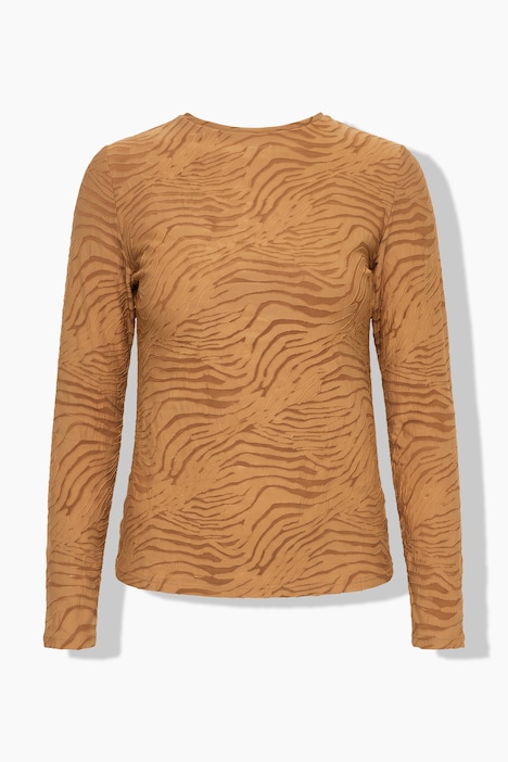T-shirt met lange mouwen, slim shape, mesh, zebraprint