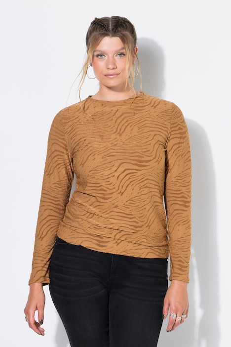 T-shirt met lange mouwen, slim shape, mesh, zebraprint