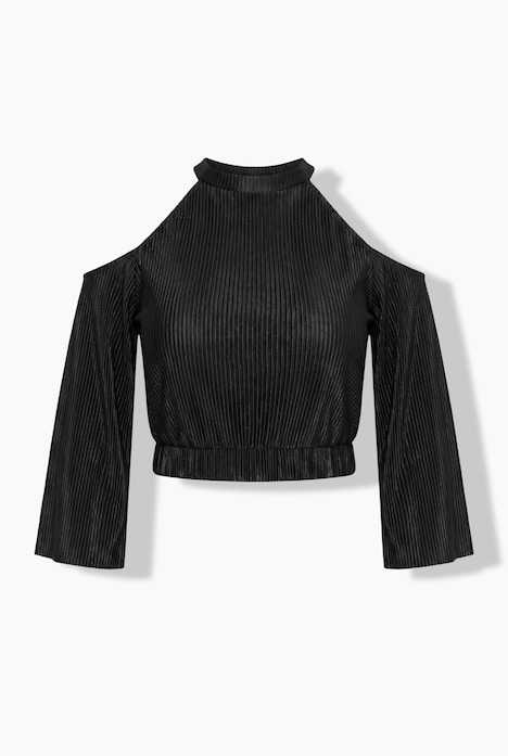 OffShoulder-Plisseebluse, Slim Fit, ausgestellte Ärmel