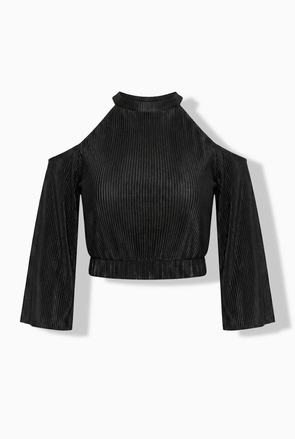 OffShoulder-Plisseebluse, Slim Fit, ausgestellte Ärmel