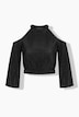 OffShoulder-Plisseebluse, Slim Fit, ausgestellte Ärmel