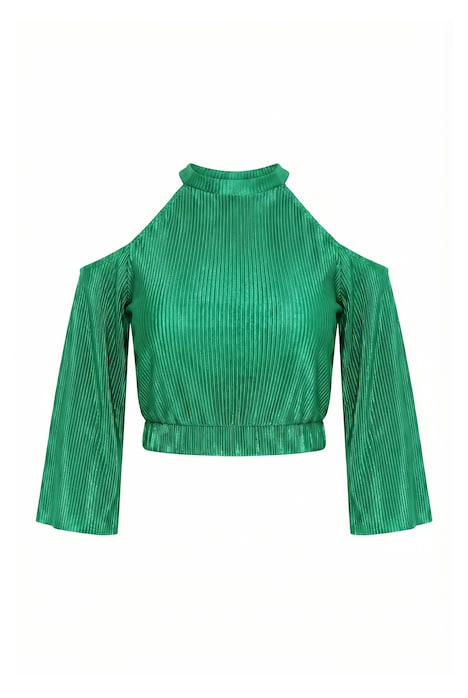 OffShoulder-Plisseebluse, Slim Fit, ausgestellte Ärmel