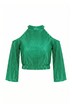 OffShoulder-Plisseebluse, Slim Fit, ausgestellte Ärmel