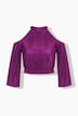 OffShoulder-Plisseebluse, Slim Fit, ausgestellte Ärmel