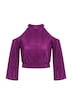 OffShoulder-Plisseebluse, Slim Fit, ausgestellte Ärmel