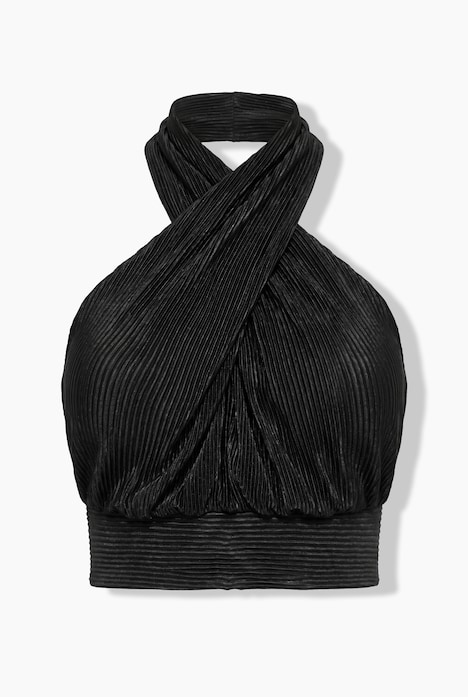 Plissee-Top, Slim Fit, drapierter Neckholder-Ausschnitt