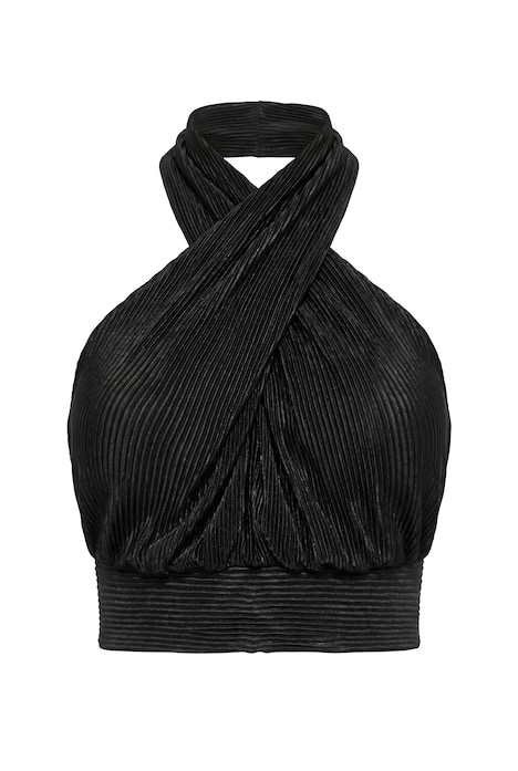Plissee-Top, Slim Fit, drapierter Neckholder-Ausschnitt