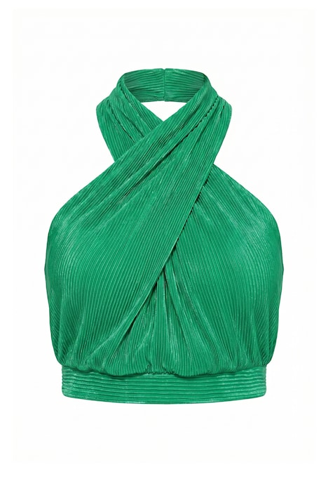 Plissee-Top, Slim Fit, drapierter Neckholder-Ausschnitt