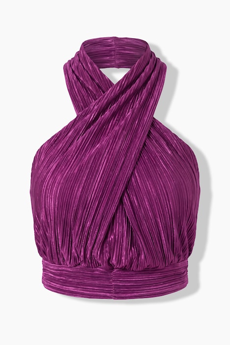 Plissee-Top, Slim Fit, drapierter Neckholder-Ausschnitt