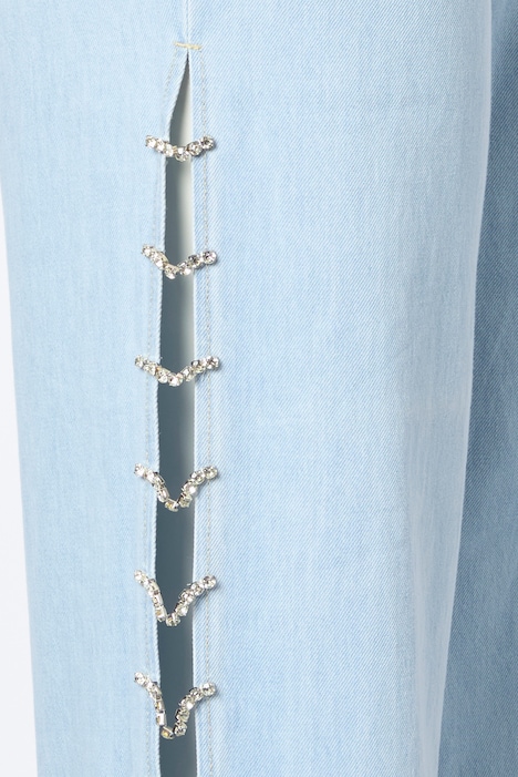 Jeans Mary, weites Bein, Zierketten, Komfortbund
