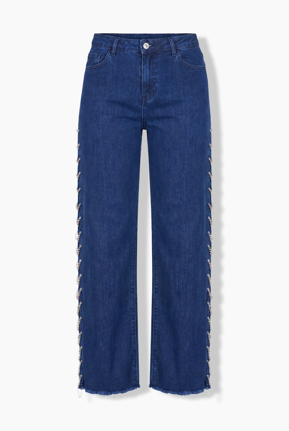Jeans Mary, weites Bein, Zierketten, Komfortbund
