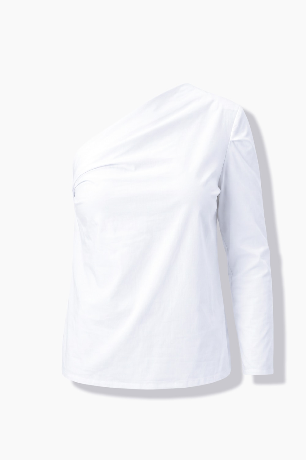 Blouse, one-shoulder, gedrapeerd, lange mouwen