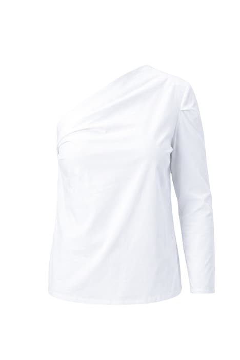 Blusenshirt, OneShoulder, Drapierung, Langarm