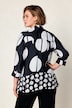 Satin-Bluse, A-Linie, Polkadot-Design, Kelchkragen, 3/4-Ärmel