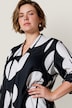 Satin-Bluse, A-Linie, Polkadot-Design, Kelchkragen, 3/4-Ärmel