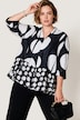Satin-Bluse, A-Linie, Polkadot-Design, Kelchkragen, 3/4-Ärmel
