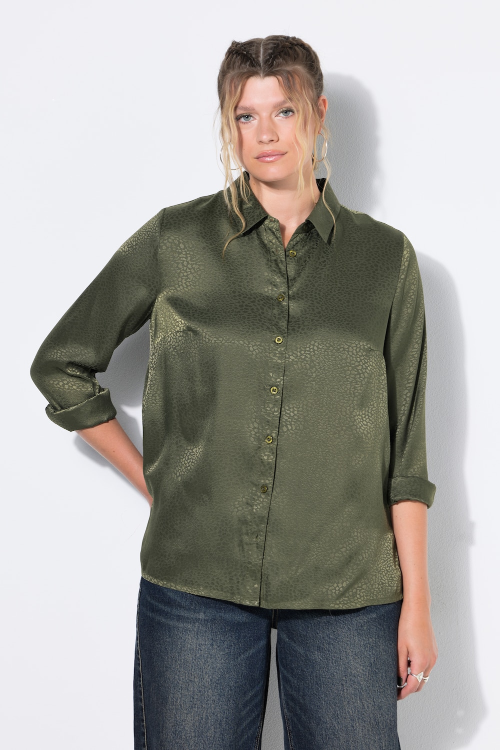 Skjorte med rett passform, jacquard med leopardmønster