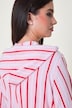 Bademantel, Frottee, Streifen, Kapuze, 2-Wege-Zipper