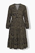 Maxikleid, Zebra-Print, Volants, Langarm