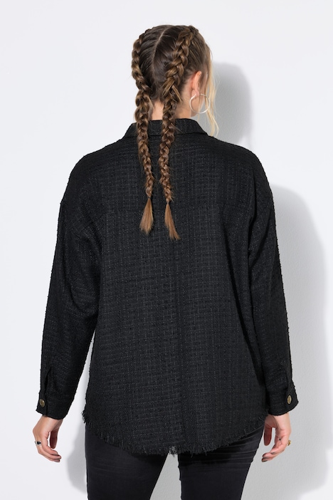 Bouclé-Hemd, Straight Shape, Metallknöpfe