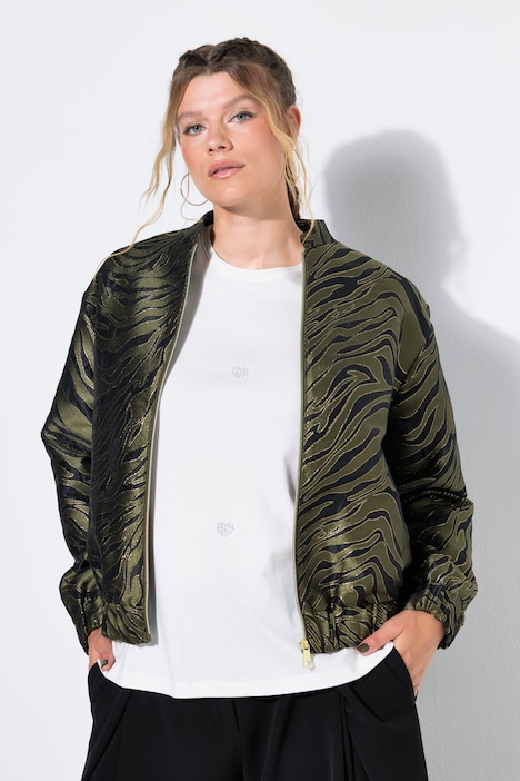 Blouson, Boxy Shape, Zebra-Jacquard, elastischer Saum