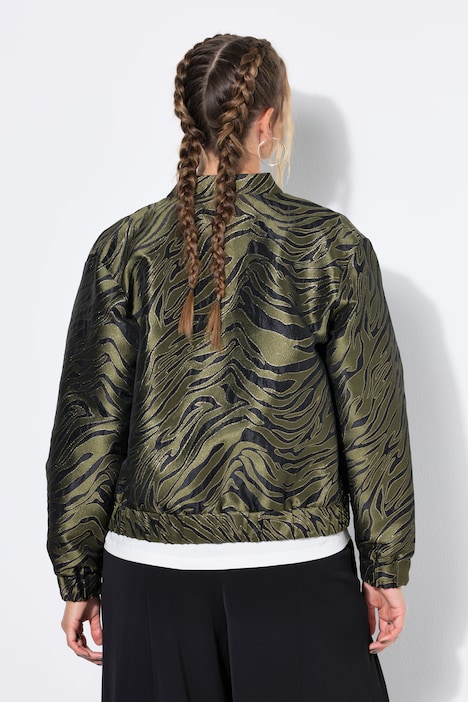 Blouson, Boxy Shape, Zebra-Jacquard, elastischer Saum