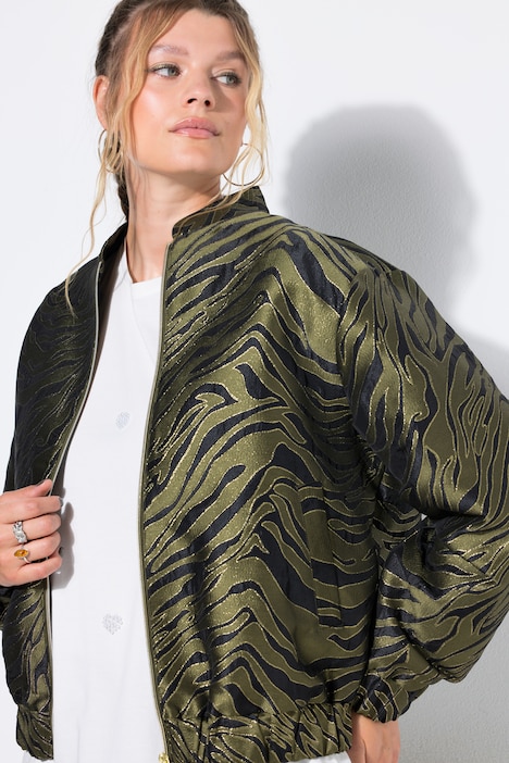 Blouson, Boxy Shape, Zebra-Jacquard, elastischer Saum