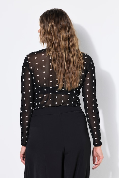 Longsleeve, Slim Shape, Mesh, Dots