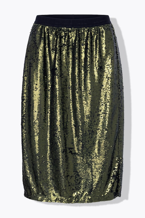 Rok, straight pasvorm, matte pailletten, elastische tailleband
