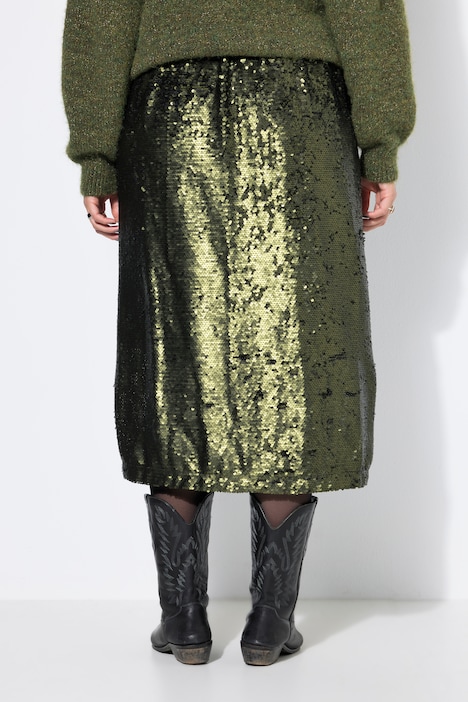 Rok, straight pasvorm, matte pailletten, elastische tailleband