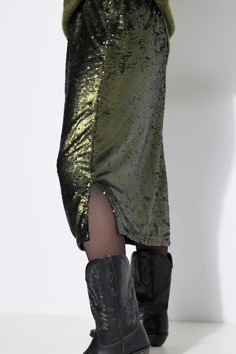 Rok, straight pasvorm, matte pailletten, elastische tailleband