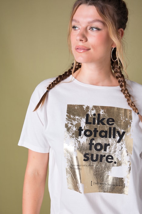 T-Shirt, oversized, Metallic Statement, Halbarm